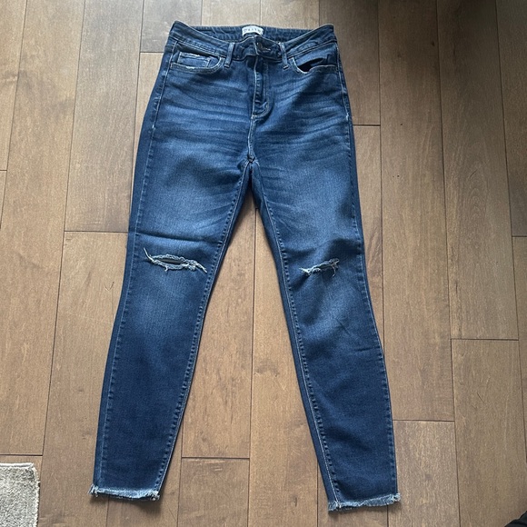 Cello Dark Blue Distressed Skinny Jeans - Picture 1 of 3